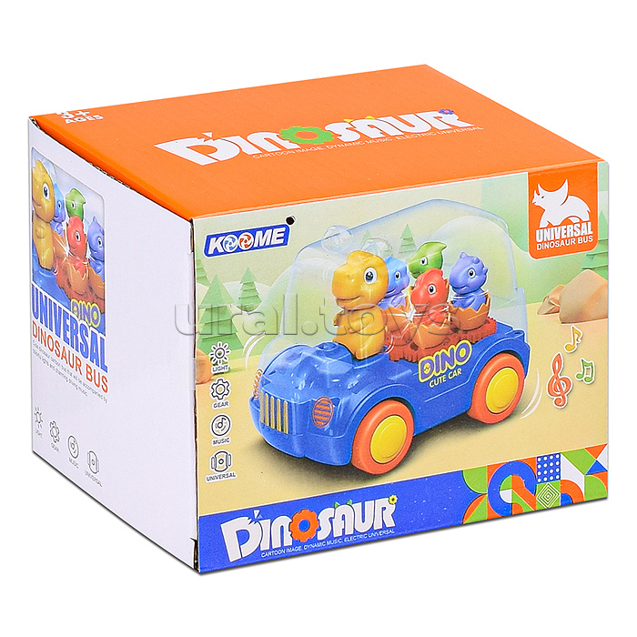 Машина с динозавриками, на батарейках. в коробке