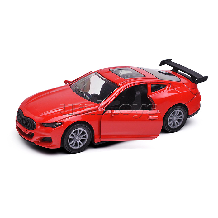 Красная инерционная машинка со спойлером die-cast,1:32, открывающиеся двери