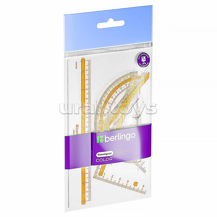 Набор чертежный малый "Color" (треуг. 2шт, линейка 15см, транспортир), прозрачный