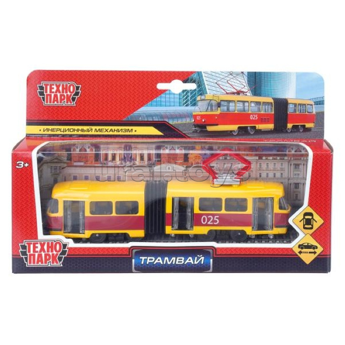 Машина металл. Трамвай с гармошкой 19см