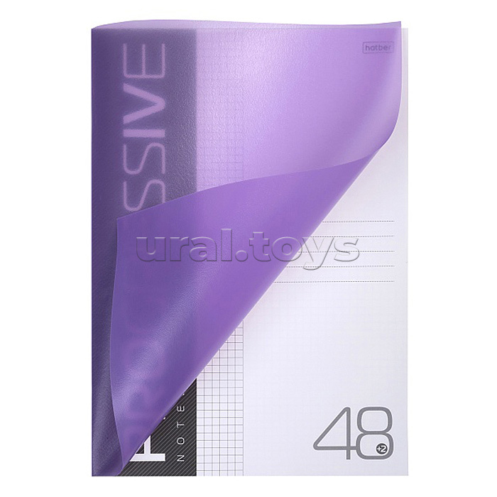 Тетрадь 48л. А4 клетка "Progressive" на скобе пластиковая обложка фиолетовая