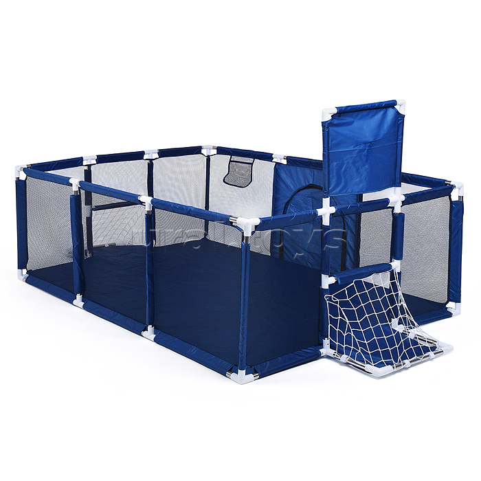 Манеж детский прямоугольный с баскетбольным кольцом и воротами (120*180*60) цвет синий