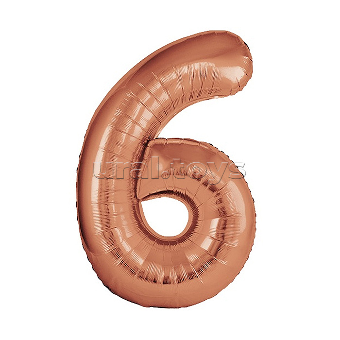 Шар (40''/102 см) Цифра, 6 Slim, Бронза, Металлик, 1 шт. в уп.