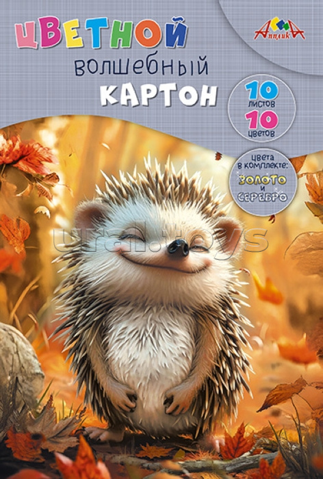 Картон цветной волшебный А4 10л. 10цв. "Милый ежик"