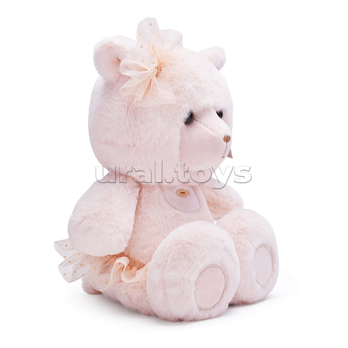 Медведь Эльза в юбке с бантом, 25см, персиковый