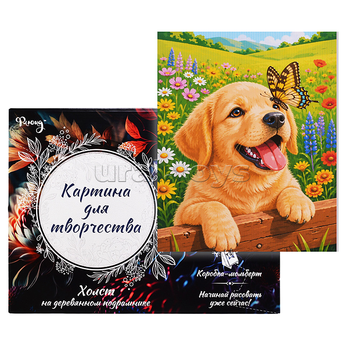 Картина по номерам 30х40 "Щенок с бабочкой" (25 цветов)