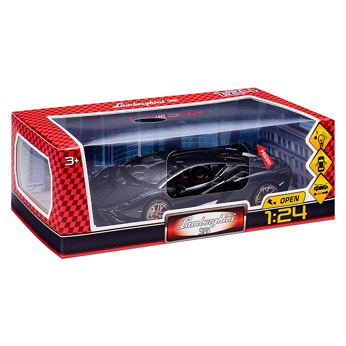 Машина металл свет-звук lamborghini sian, 20,8 см, двери, багажник, коробка