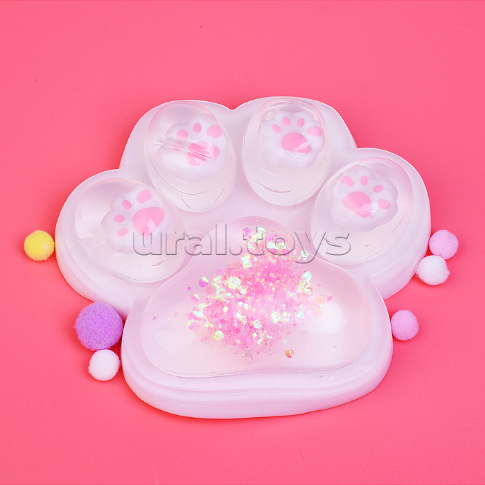 Игрушка-антистресс "Лапка с блестками"