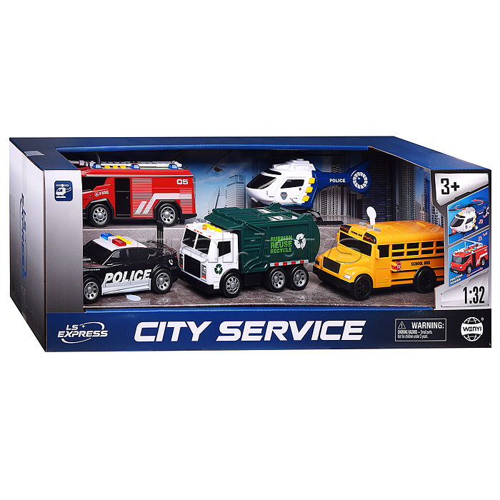 Набор машин "Город" 1:32 (свет, звук) в коробке
