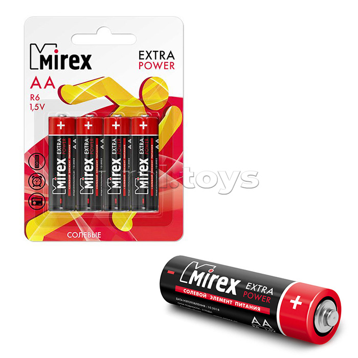 Батарея солевая Mirex R6 / AA 1,5V, блистер 4 шт.