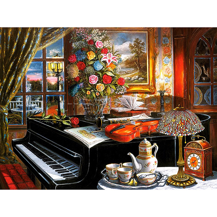 Пазлы 2000 "Рояль, живопись"