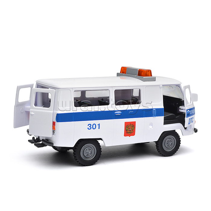 Машина пластик свет-звук UAZ 452 полиция, 18 см, двери, багажник Машина пластик свет-звук UAZ 452 полиция, 18 см, двери, багажник