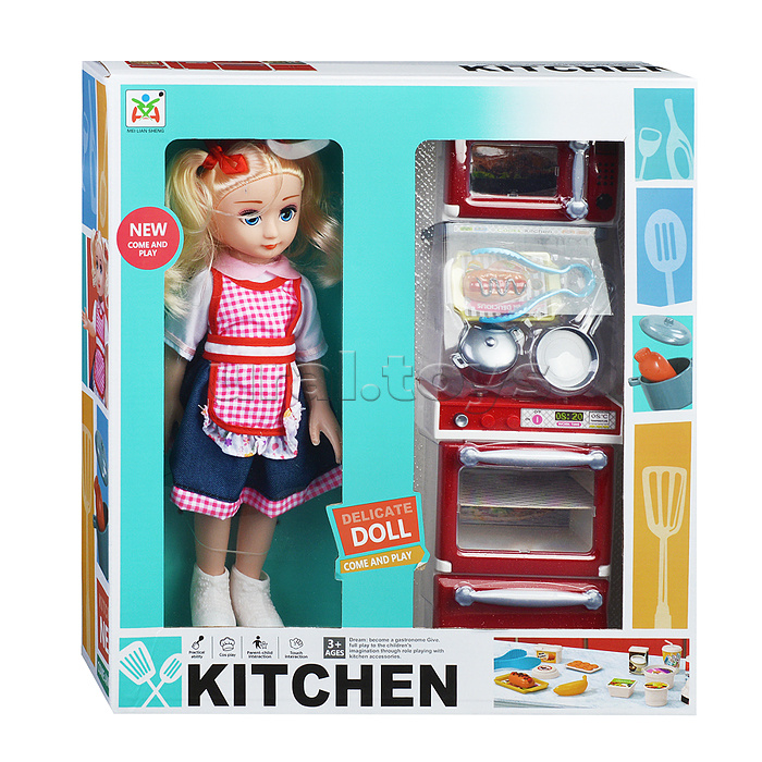 Игровой набор кухня "Готовим вместе" с куклой, в коробке