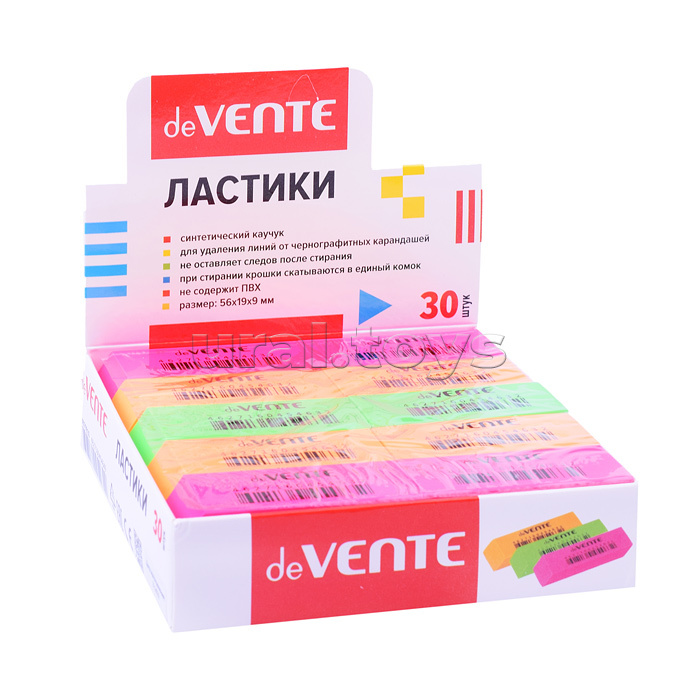 Ластик "Neon" синтетический каучук, прямоугольный скошенный цветной, 56x19x9 мм, dust-free, индивидуальная маркировка, в картонном дисплее Ластик "Neon" синтетический каучук, прямоугольный скошенный цветной, 56x19x9 мм, dust-free, индивидуальная маркировка, в картонном дисплее