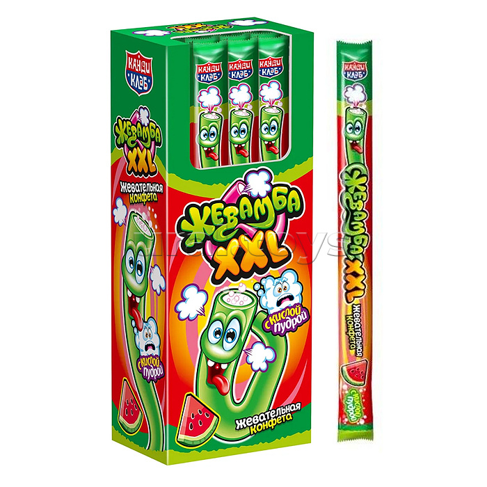 Жевательная конфета с кислой пудрой "Жевамба XXL" со вкусом арбуза 15г*30шт*12 блоков