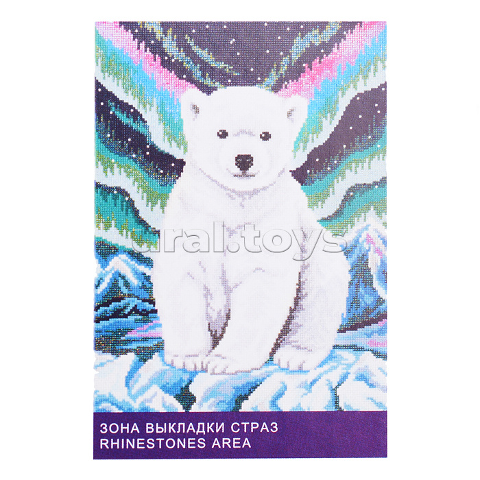 Кристальная (алмазная) мозаика на подрамнике 30х40 "Полярный мишка"