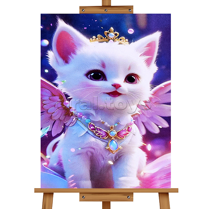 Мозаика алмазная "Белый котёнок" 20*30см.