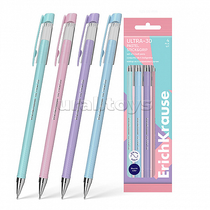 Ручка шариковая ULTRA-30 Stick&Grip Pastel 0.7, Super Glide Technology, цвет чернил синий