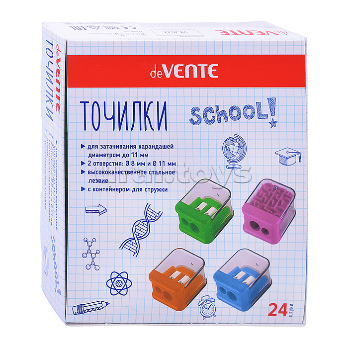 Точилка для карандашей "School. Labyrinth" 38x25x45 мм, 2 отверстия, с лабиринтом,пластмассовая с контейнером, каждая с индивидуальной маркировкой, в картонном дисплее, ассорти Точилка для карандашей "School. Labyrinth" 38x25x45 мм, 2 отверстия, с лабиринтом,пластмассовая с контейнером, каждая с индивидуальной маркировкой, в картонном дисплее, ассорти