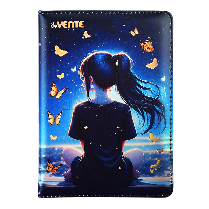 Записная книжка "Butterfly Dreams" Butterfly Dreams" B6 (120 ммx170 мм) 160 стр, белая бумага 70 г/м² в клетку, печать в 1 краску, твердая обложка из искусственной кожи с поролоном, цветная печать, тиснение фольгой, цветной форзац, закругленные уголки, от