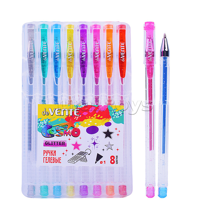 
Набор ручек гелевых "Cosmo Glitter" 8 цветов с блестками, d=1 мм, прозрачный корпус.