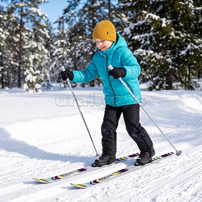 Комплект лыжный подростковый ROCKET SKI AKTIV, лыжи 140 см, палки 105 см