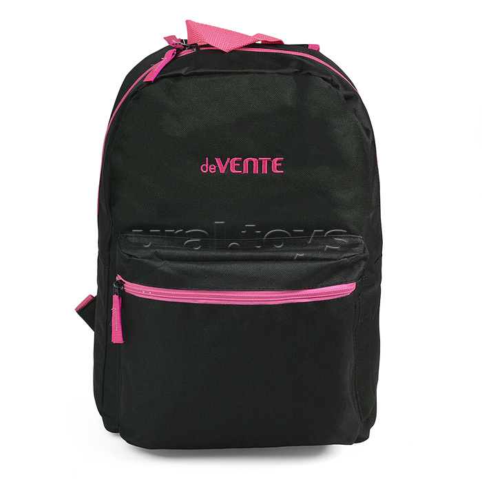 Рюкзак "Black" подростковый 40x29x17 см (14 л) 250 г, 1 отделение на молнии, 1 передний карман, черный с розовым