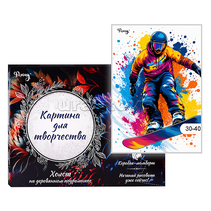 Картина по номерам 30х40 "Неоновый сноуборд" (15 цветов)