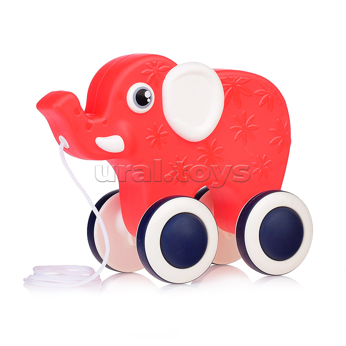 Каталка "Слоник" красный, музыкальный, в коробке