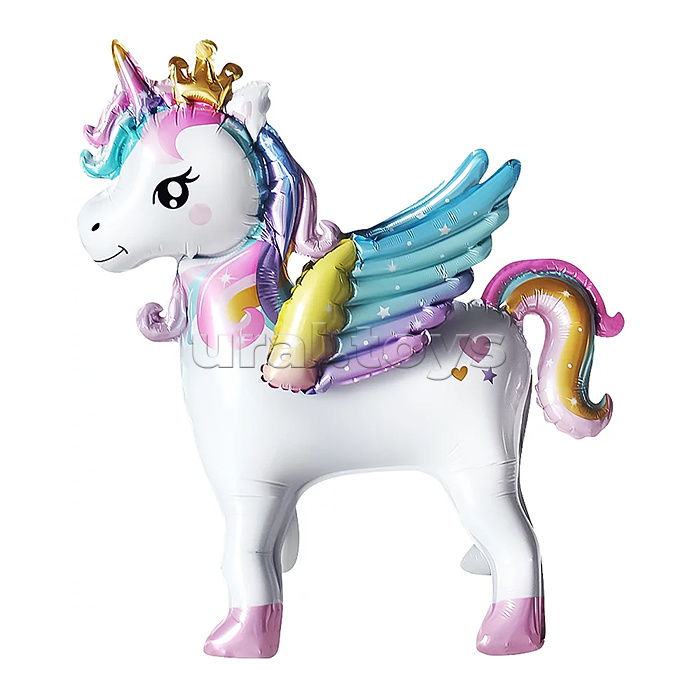Шар (26''/66 см) Фигура 3D, Крылатый единорог, 1 шт. в уп.