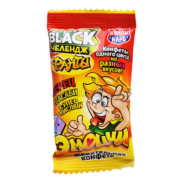 Жевательная конфета "Black Челендж Фанты" с татуировкой 15гр*24шт (2 Эмоции)