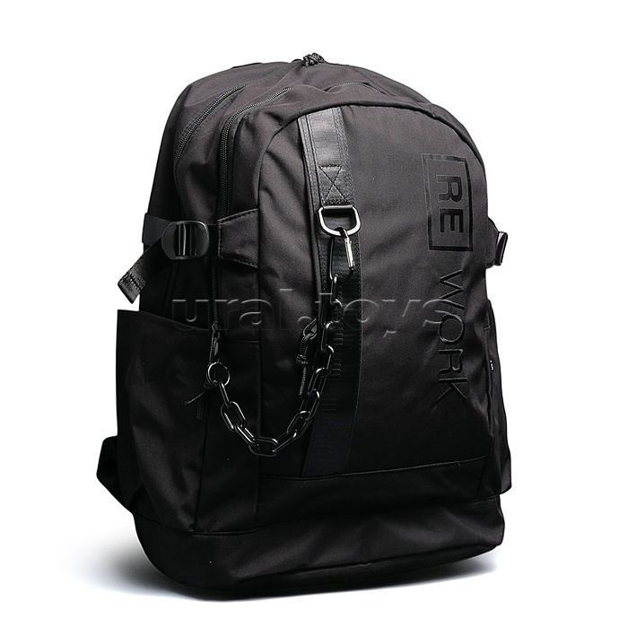 Рюкзак "Re work" подростковый 44x31x18 см (18 л) 500 г, плотный износостойкий нейлон с водоотталкивающей пропиткой, 2 отделения на молнии (одно с уплотненным отделением для ноутбука до 15 дюймов и книг, второе - с карманом на молнии и органайзером), 1 пер
