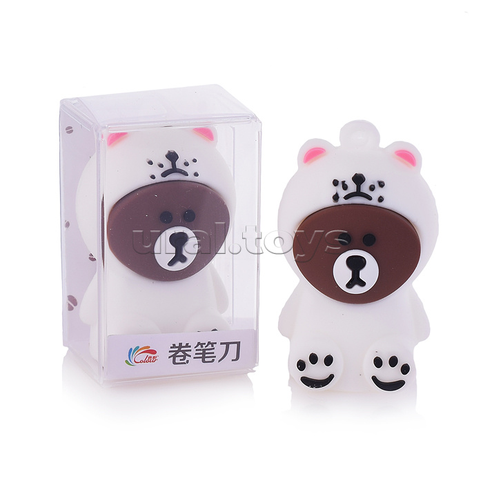 Точилка пластиковая "Мишка" 4х2,5см. в дисплее