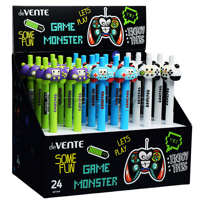 Карандаш автоматический подарочный "Game Monster" с декоративным элементом, d=0,5 мм, НВ, индивидуальная маркировка, в картонном дисплее, ассорти 3 дизайна