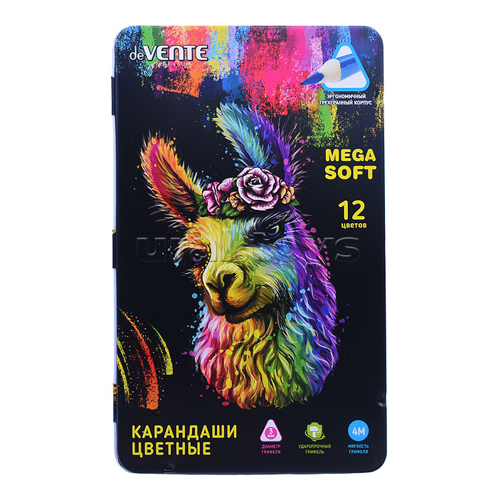 Карандаши цветные "Triolino Ultra 4М" 12 цветов, 4М, диаметр грифеля 3 мм, трехгранные, в подарочной металлической коробке