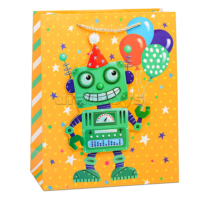 Пакет подарочный "Весёлого праздника!" 26х32х10 см