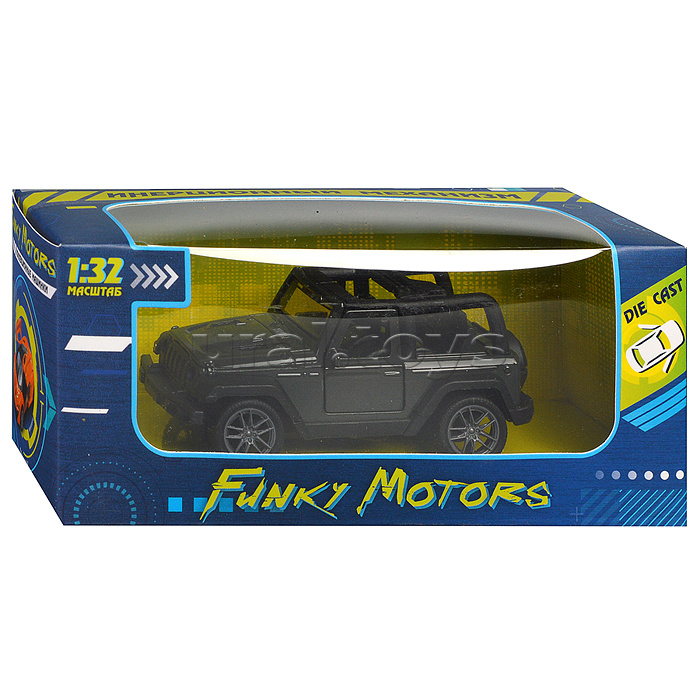 Чёрная инерционная машинка Джип Сафари die-cast,1:32, открывающиеся двери