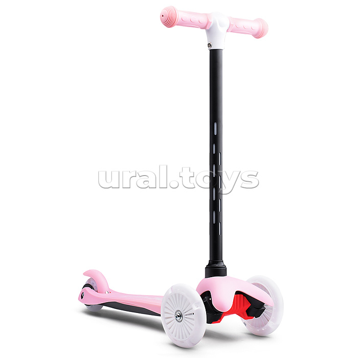 Самокат 3-х колесный ROCKET,колеса PU со светом, светящаяся стойка, ABEC 7, розовый