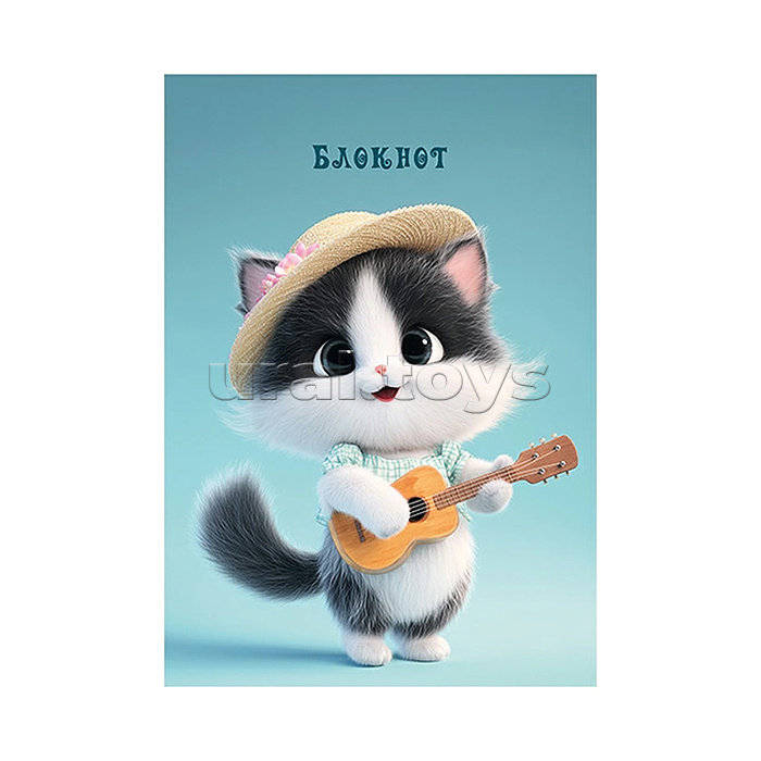Блокнот А6 48л. клетка "Котенок-музыкант" на гребне