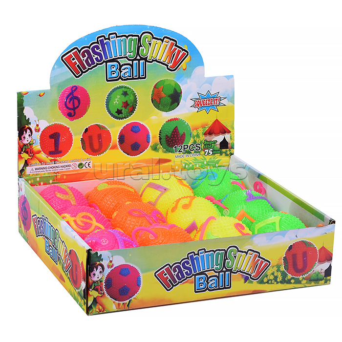 Мяч-ежик "Веселые нотки" со светом, (7,5 см) в коробке