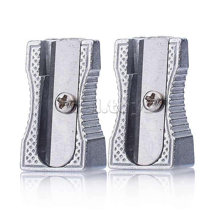 Точилка для карандашей "Attomex" 1 отверстие, без контейнера, металлическая, прямоугольная скошенная, в картонной коробке