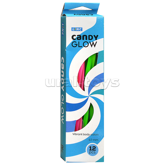 Ручка шарик. Linc Candy Glow синий 0,7 мм ассорти кругл. корп. игольчатый наконечник Ручка шарик. Linc Candy Glow синий 0,7 мм ассорти кругл. корп. игольчатый наконечник