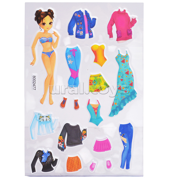 Наклейки мягкие "Одевайка модель" размер карточки 10x15 см, puff, объемные, многоразовые Наклейки мягкие "Одевайка модель" размер карточки 10x15 см, puff, объемные, многоразовые