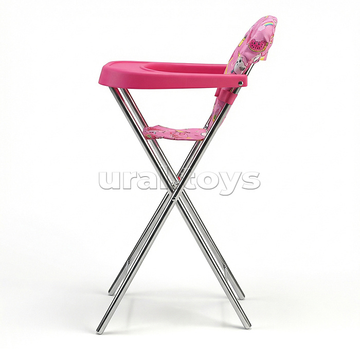 Стульчик для кормления кукольный металлический, принт розовый мир