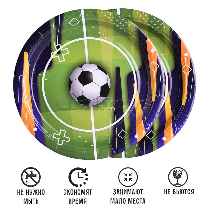 Набор посуды одноразовой "Футбол" тарелки (10 шт)