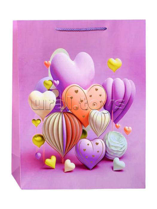 Пакет подарочный "Букет из сердечек" 31*40*12cm