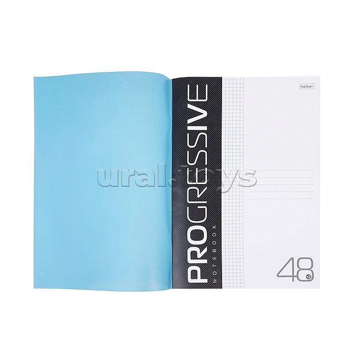 Тетрадь 48л "Progressive" клетка 65г/кв.м Пластиковая обложка на скобе бирюзовая