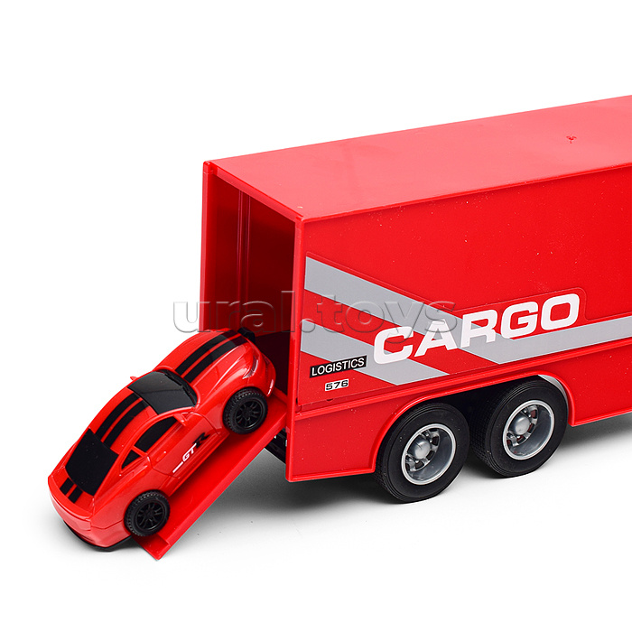 Машина "Автовоз" 4 машины 1:16 (свет, звук) на батарейках, в коробке