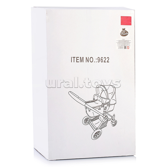 Коляска-трансформер для кукол, металлическая, с корзиной, цвет красно-серый