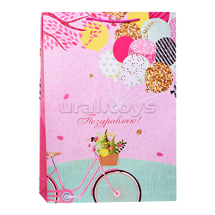 Пакет подарочный с глянцевой ламинацией 32х45х8 см (XL) Весенний праздник, 128 г